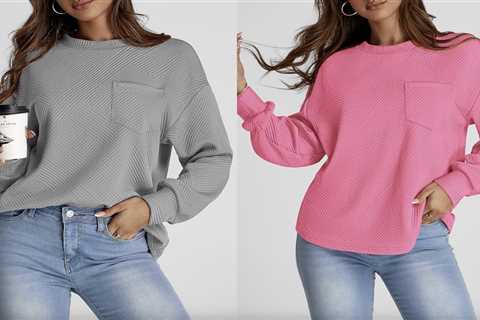 Ladies’s Informal Textured Sweatshirts solely $13.49!